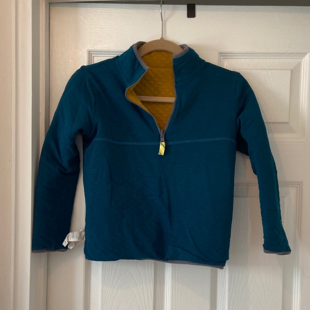 J. Crew Kids Reversible Teal and Mustard Pullover